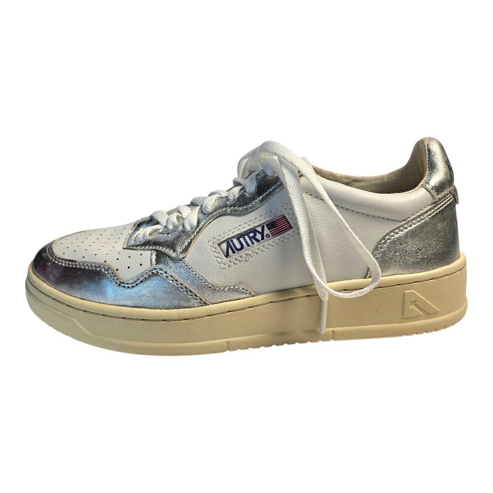 Autry Women's White and Silver Sneakers